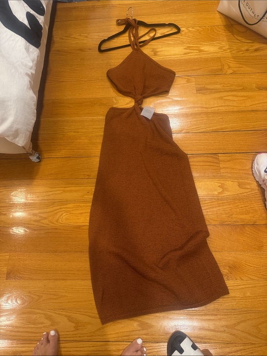 cult gaia Dresses & Skirts - cult gaia Rust Brown Halter Cutout Midi Dress